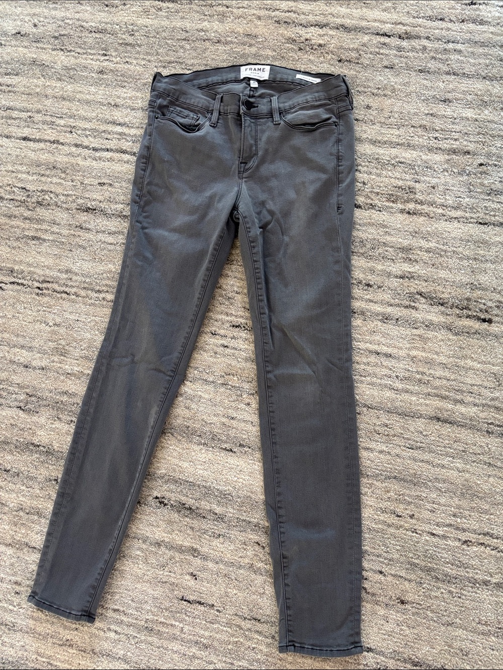 Frame Denim Le Skinny Dark Charcoal High-Rise Skinny Jeans